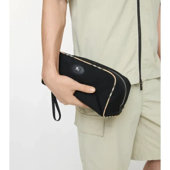 Large Check Trim Travel Pouch