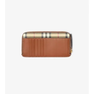 Large Check Zip Card Case