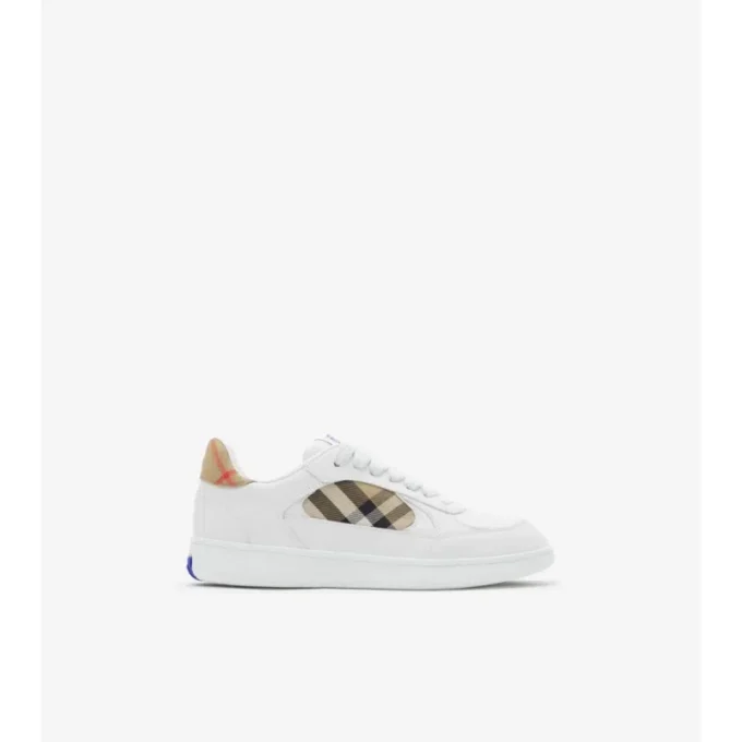 Leather and Check Terrace Sneakers 