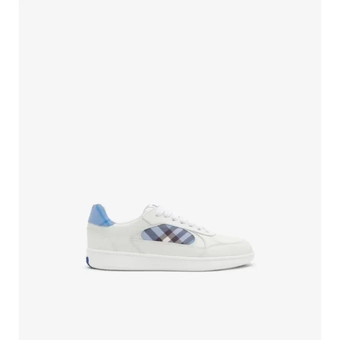 Leather and Check Terrace Sneakers 