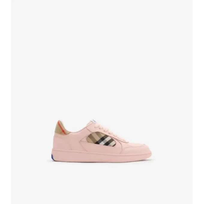 Leather and Check Terrace Sneakers 