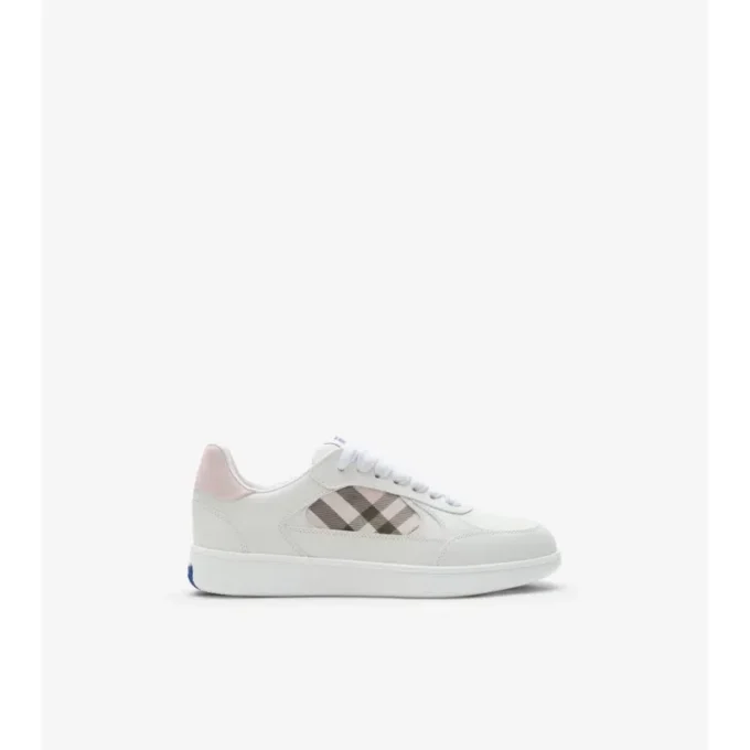 Leather and Check Terrace Sneakers 