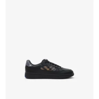 Leather and Check Terrace Sneakers 