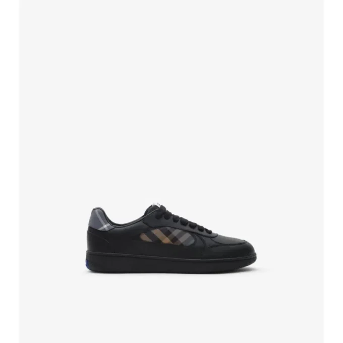 Leather and Check Terrace Sneakers 