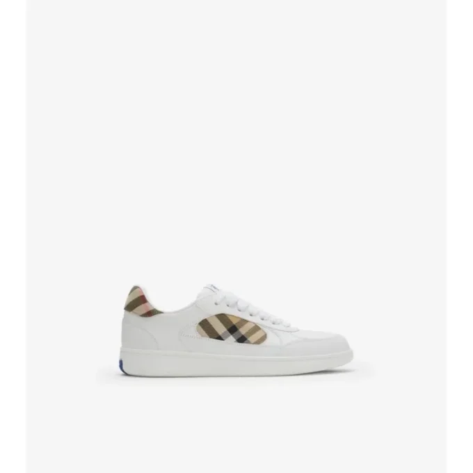 Leather and Check Terrace Sneakers 