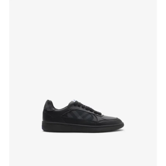 Leather and Check Terrace Sneakers 