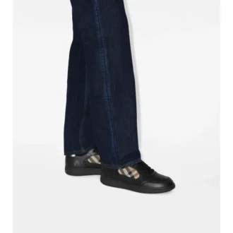 Leather and Check Terrace Sneakers 