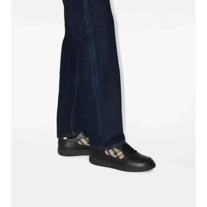 Leather and Check Terrace Sneakers 