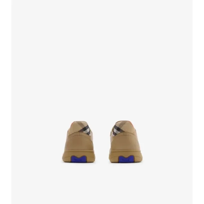 Leather and Check Terrace Sneakers 