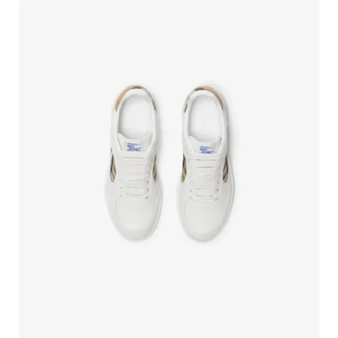 Leather and Check Terrace Sneakers 