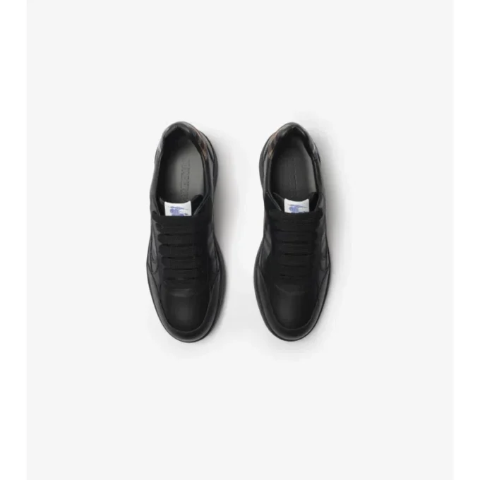 Leather and Check Terrace Sneakers 