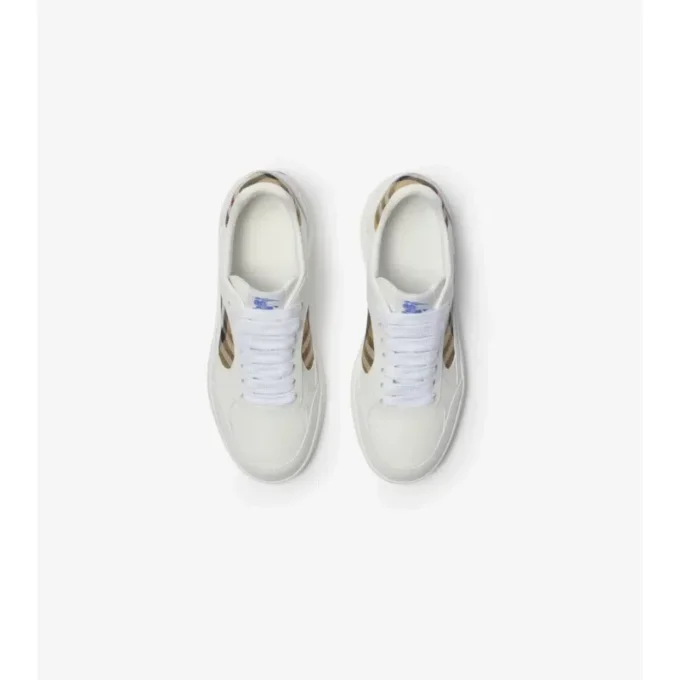 Leather and Check Terrace Sneakers 