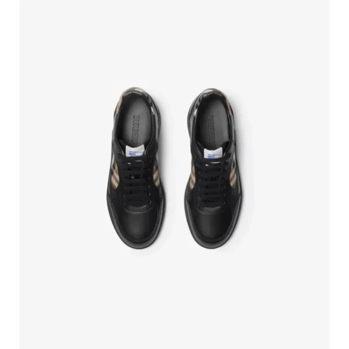 Leather and Check Terrace Sneakers 