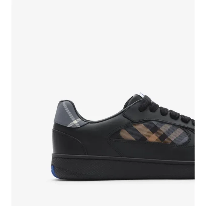 Leather and Check Terrace Sneakers 