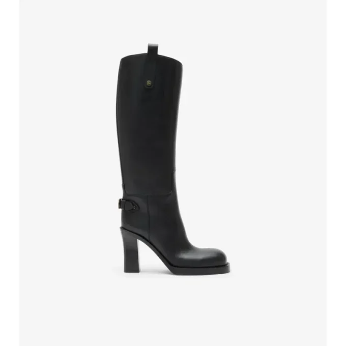 Leather Cavalier Heel Boots
