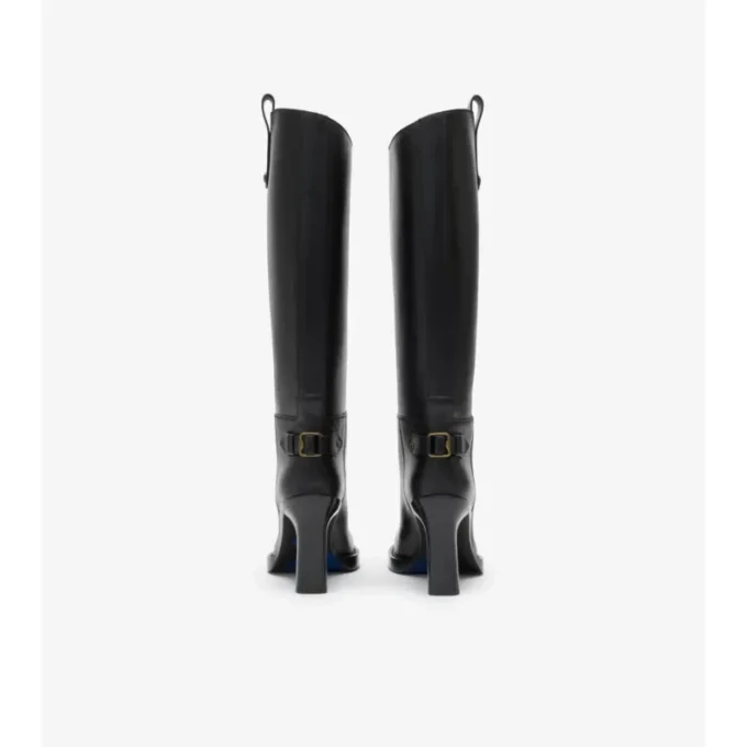 Leather Cavalier Heel Boots