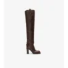 Leather Cavalier Thigh-High Heel Boots