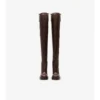 Leather Cavalier Thigh-High Heel Boots