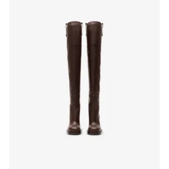 Leather Cavalier Thigh-High Heel Boots