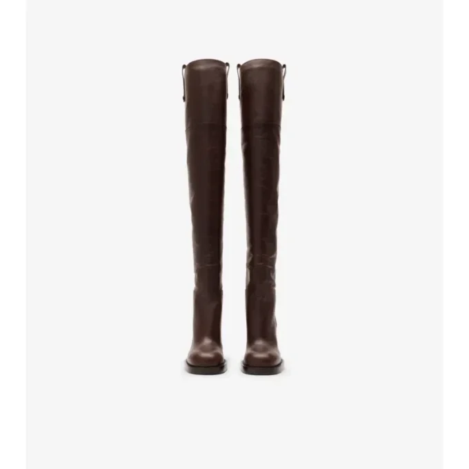 Leather Cavalier Thigh-High Heel Boots