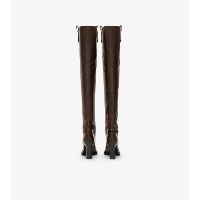 Leather Cavalier Thigh-High Heel Boots