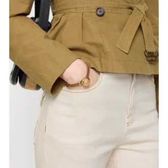Leather Check Granulation Bracelet 