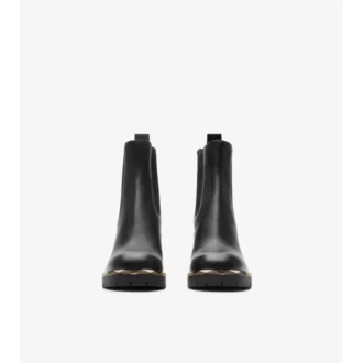 Leather Gravel Heel Chelsea Boots 