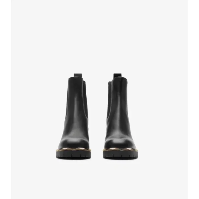 Leather Gravel Heel Chelsea Boots 