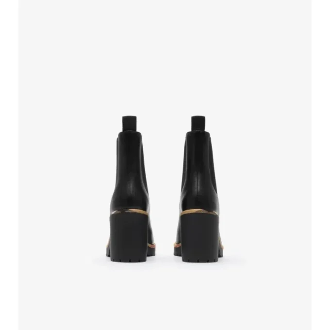 Leather Gravel Heel Chelsea Boots 