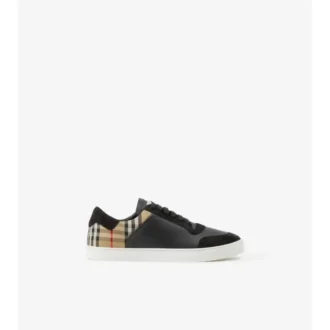 Leather, Suede and Check Sneakers