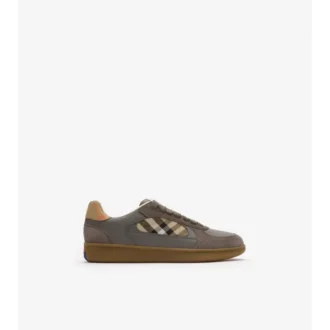 Leather, Suede and Check Terrace Sneakers 