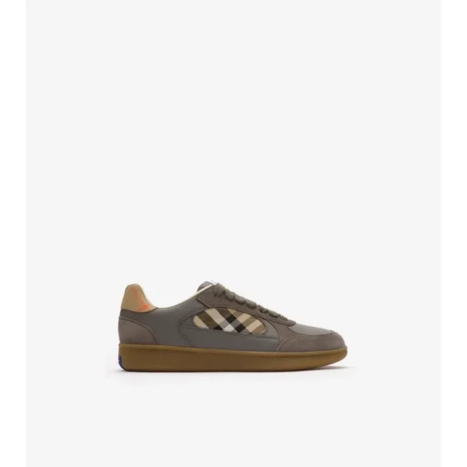 Leather, Suede and Check Terrace Sneakers 