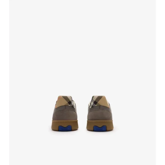 Leather, Suede and Check Terrace Sneakers 