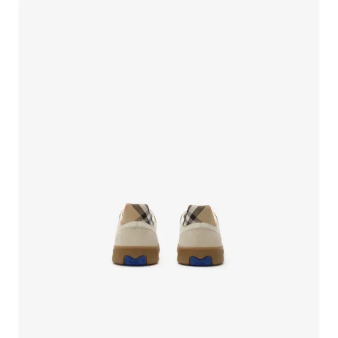 Leather, Suede and Check Terrace Sneakers 