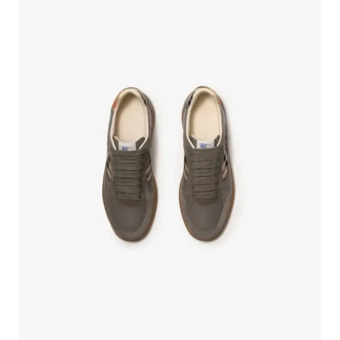 Leather, Suede and Check Terrace Sneakers 
