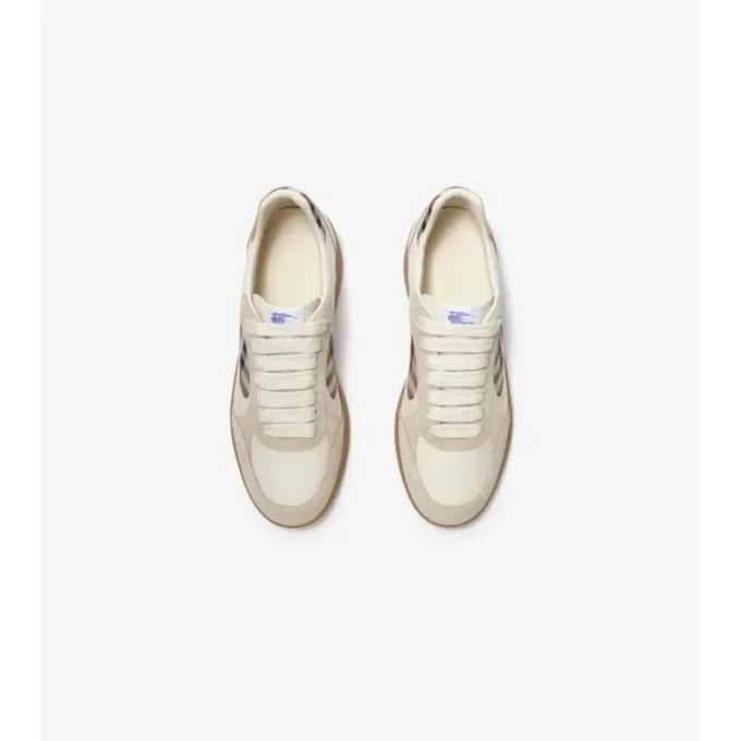 Leather, Suede and Check Terrace Sneakers 