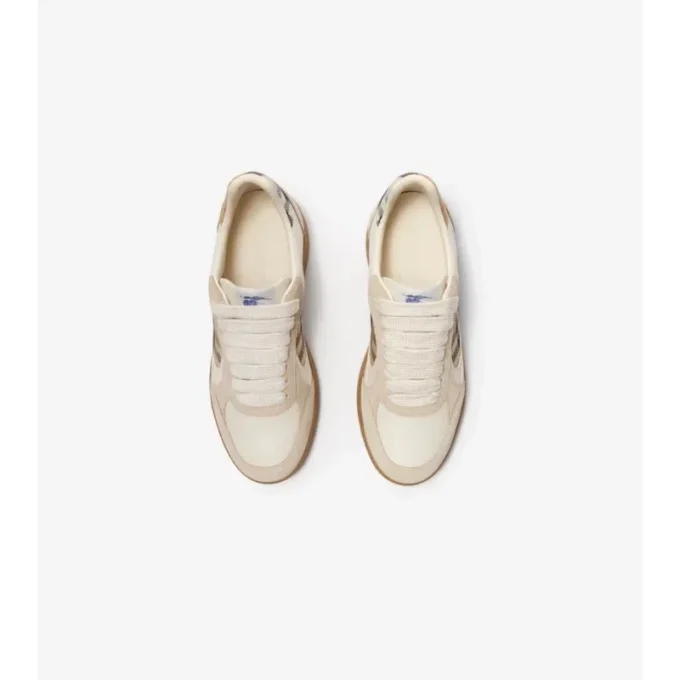 Leather, Suede and Check Terrace Sneakers
