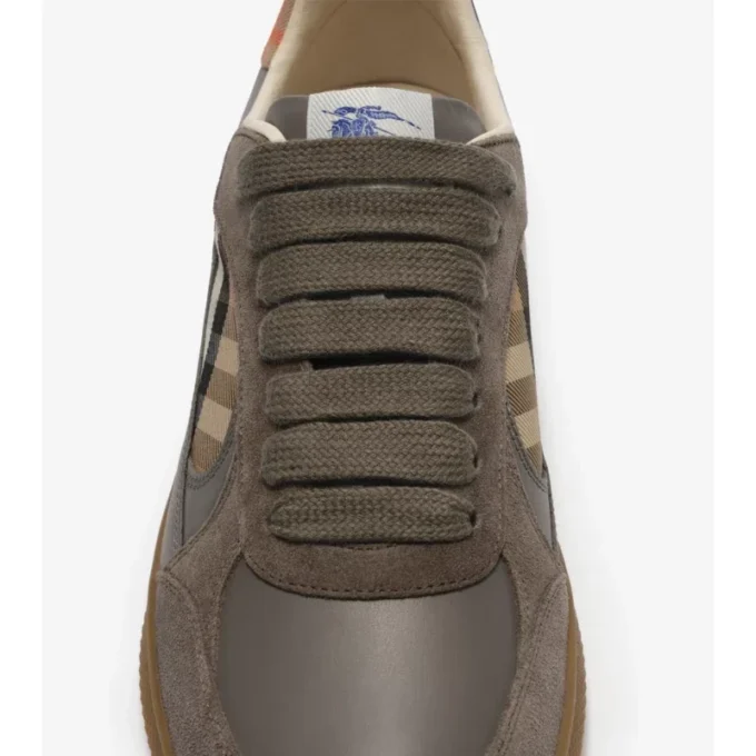 Leather, Suede and Check Terrace Sneakers 