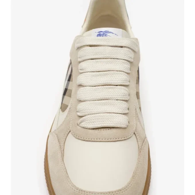 Leather, Suede and Check Terrace Sneakers 