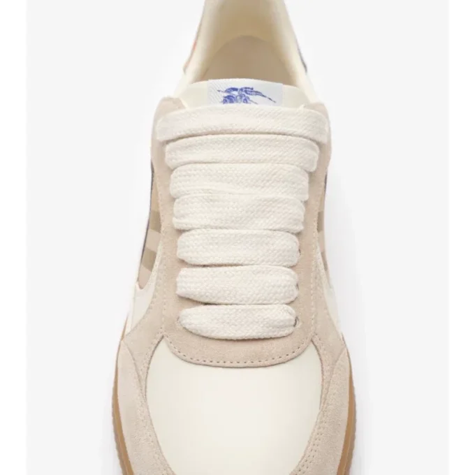 Leather, Suede and Check Terrace Sneakers