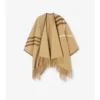 Leather Trim Cashmere Cape
