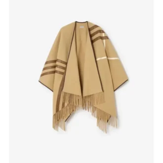 Leather Trim Cashmere Cape