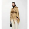 Leather Trim Cashmere Cape