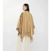Leather Trim Cashmere Cape