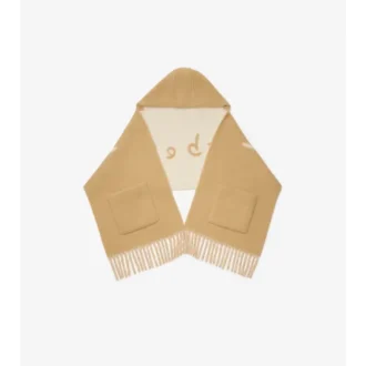 Logo Alpaca Wool Blend Hooded Scarf