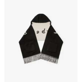 Logo Alpaca Wool Blend Hooded Scarf