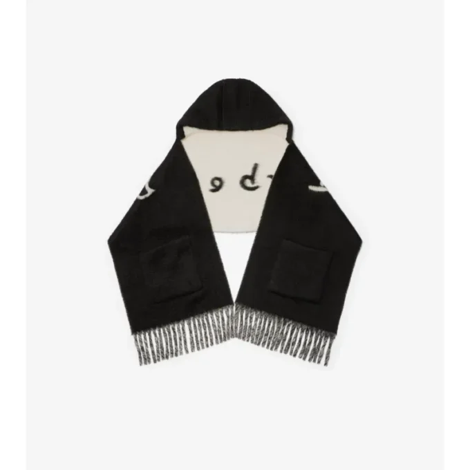 Logo Alpaca Wool Blend Hooded Scarf