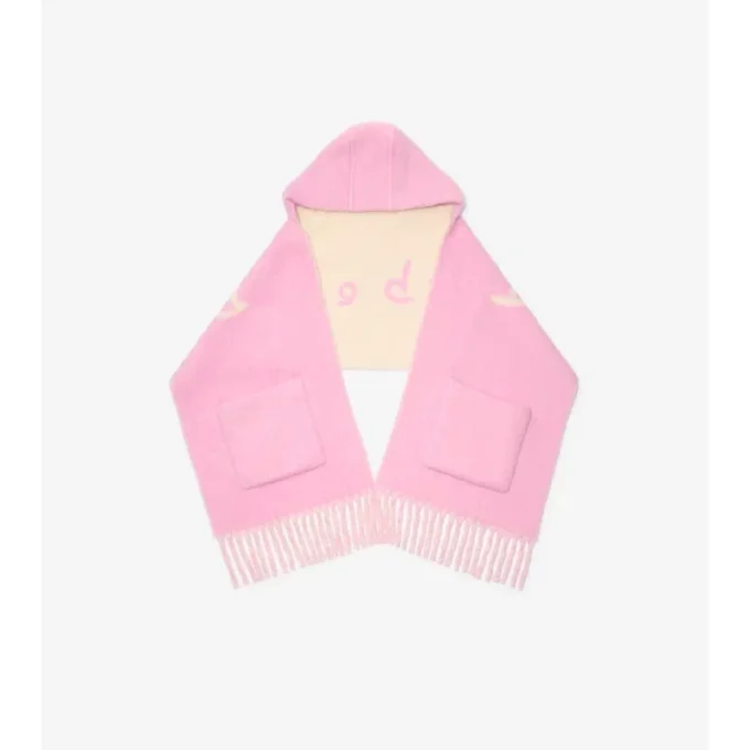 Logo Alpaca Wool Blend Hooded Scarf