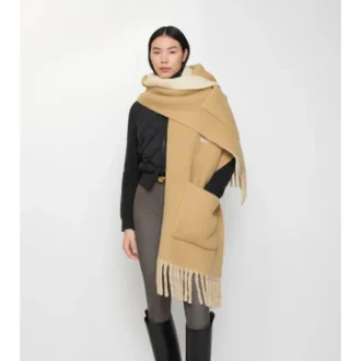 Logo Alpaca Wool Blend Hooded Scarf