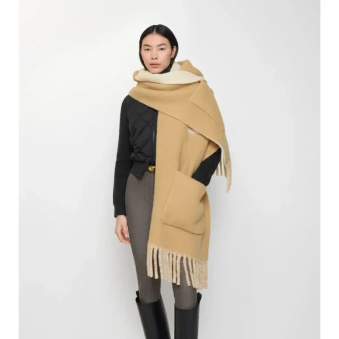 Logo Alpaca Wool Blend Hooded Scarf